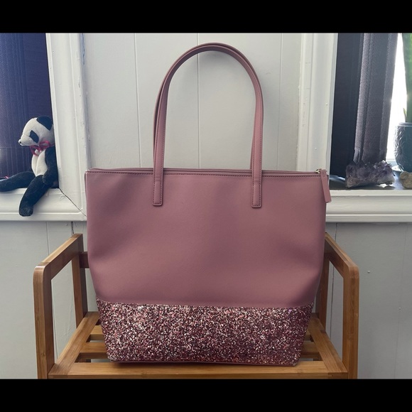 Kate Spade Greta Court Glitter Penny Tote (dusty peony) - Picture 2 of 6